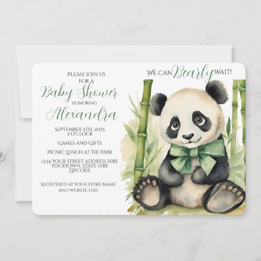 Baby Panda Beer Barly Wait Baby shower Kaart (Voorkant)