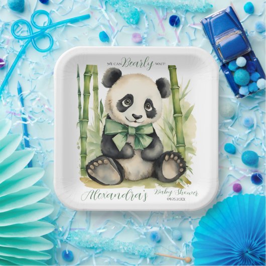 Baby Panda Beer Barly Wait Baby shower Papieren Bordje (Feest)