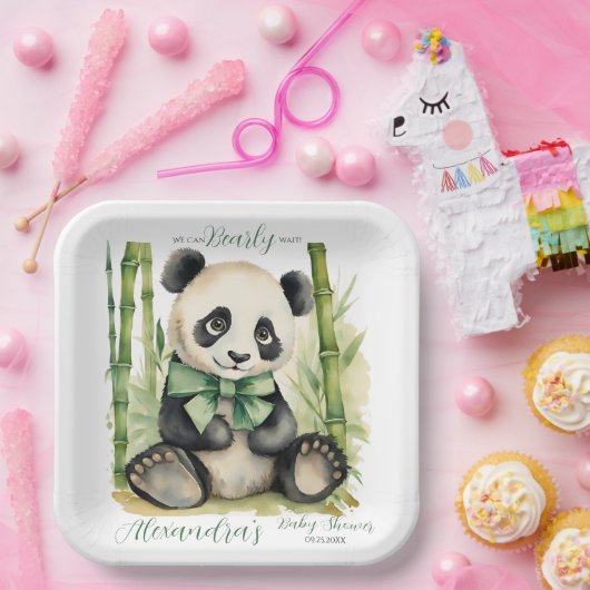 Baby Panda Beer Barly Wait Baby shower Papieren Bordje (Feest)