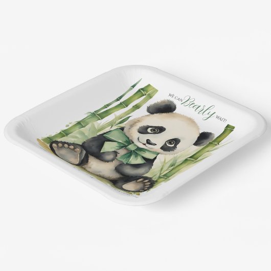 Baby Panda Beer Barly Wait Baby shower Papieren Bordje (Gebogen)