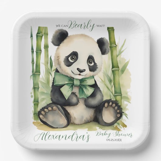 Baby Panda Beer Barly Wait Baby shower Papieren Bordje (Voorkant)