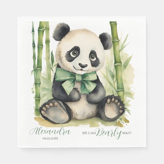 Baby Panda Beer Barly Wait Baby shower Servet (Voorkant)