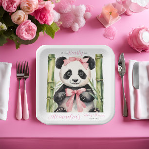 Baby Panda Beer Barly Wait Meisjes Baby shower Papieren Bordje