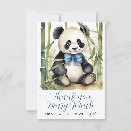 Baby Panda Beer Boy Baby shower Dank u Bedankkaart (Voorkant)