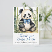 Baby Panda Beer Boy Baby shower Dank u Bedankkaart (Staand voorkant)