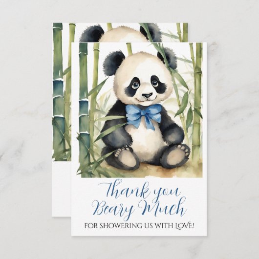 Baby Panda Beer Boy Baby shower Dank u Bedankkaart (Voorkant / Achterkant)