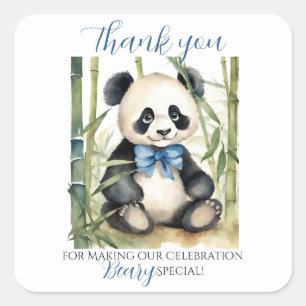 Baby Panda Beer Boy Baby shower Dank u Vierkante Sticker