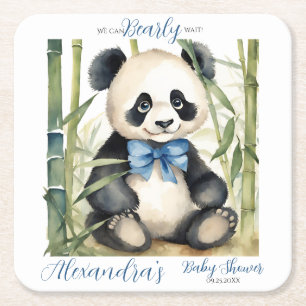Baby Panda Beer Boy Baby shower Kartonnen Onderzetters