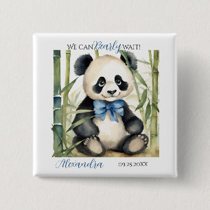 Baby Panda Beer Boy Baby shower Vierkante Button 5,1 Cm
