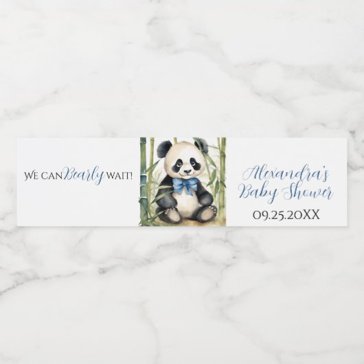 Baby Panda Beer Boy Baby shower Waterfles Etiket (Enkel label)