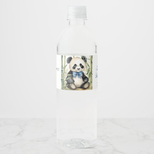 Baby Panda Beer Boy Baby shower Waterfles Etiket (Voorkant)