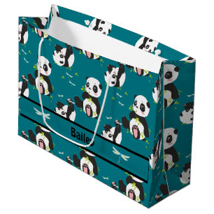 Baby Panda Beer Dragonfly Blauwgroen Aangepast Groot Cadeauzakje