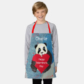 Baby Panda Beer Hugging Big Red Heart Chef Schort (Gedragen)