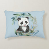 Baby Panda-Beer in Wreath Nursery Accent Pillow Accent Kussen (Voorkant)