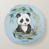 Baby Panda-Beer in Wreath Nursery Round Pillow Rond Kussen (Voorkant)