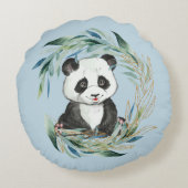 Baby Panda-Beer in Wreath Nursery Round Pillow Rond Kussen (Achterkant)