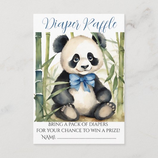 Baby Panda Beer Jongen Baby shower Luier Raffle Informatiekaartje (Voorkant)