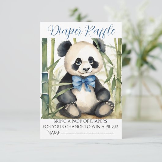 Baby Panda Beer Jongen Baby shower Luier Raffle Informatiekaartje (Staand voorkant)