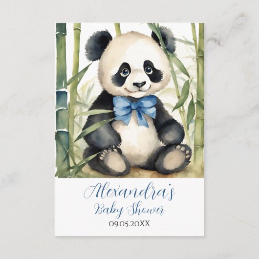 Baby Panda Beer Jongen Baby shower Luier Raffle Informatiekaartje (Achterkant)