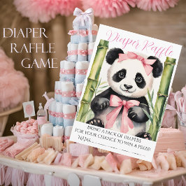 Baby Panda Beer Meisje Baby shower Luier Raffle Informatiekaartje
