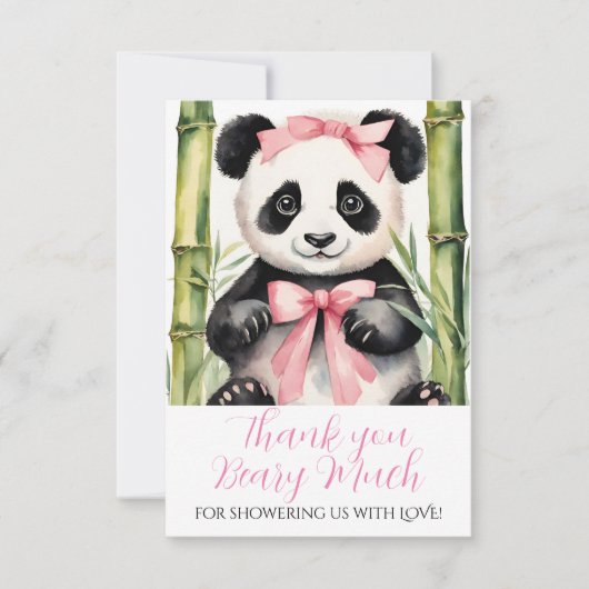 Baby Panda Beer Meisjes Baby shower Dank u Bedankkaart (Voorkant)
