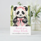 Baby Panda Beer Meisjes Baby shower Dank u Bedankkaart (Staand voorkant)