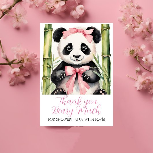 Baby Panda Beer Meisjes Baby shower Dank u Bedankkaart