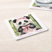 Baby Panda Beer Meisjes Baby shower Kartonnen Onderzetters (Schuin)