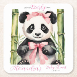 Baby Panda Beer Meisjes Baby shower Kartonnen Onderzetters