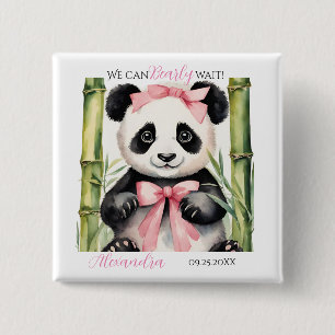 Baby Panda Beer Meisjes Baby shower Vierkante Button 5,1 Cm