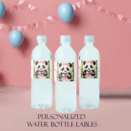 Baby Panda Beer Meisjes Baby shower Waterfles Etiket