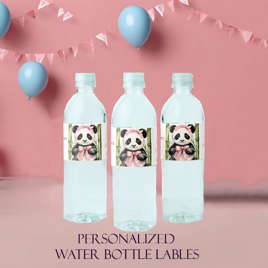 Baby Panda Beer Meisjes Baby shower Waterfles Etiket
