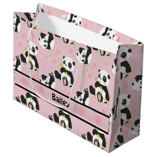 Baby Panda Beer Roze harten Aangepast Groot Cadeauzakje