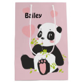 Baby Panda Beer Roze harten Aangepast Medium Cadeauzakje (Achterkant)