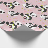 Baby Panda Beer Roze Harten Cadeaupapier (Hoek)