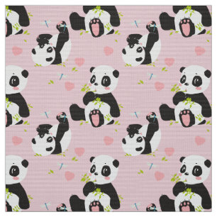 Baby Panda Beer Roze Stof