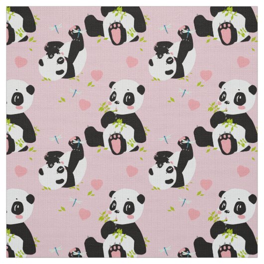 Baby Panda Beer Roze Stof (Swatch)
