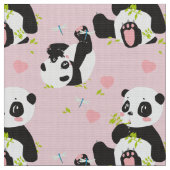 Baby Panda Beer Roze Stof (Close Up)