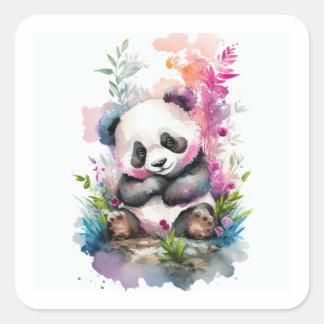 Baby Panda Beer Square Sticker