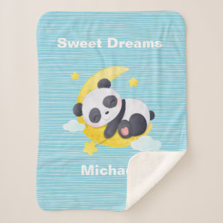 Baby Panda Beer Sweet Dreams gepersonaliseerd Sherpa Deken