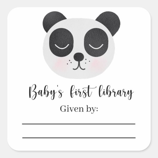 Baby Panda Beer - Uitnodiging voor babyshower-boek Vierkante Sticker (Voorkant)
