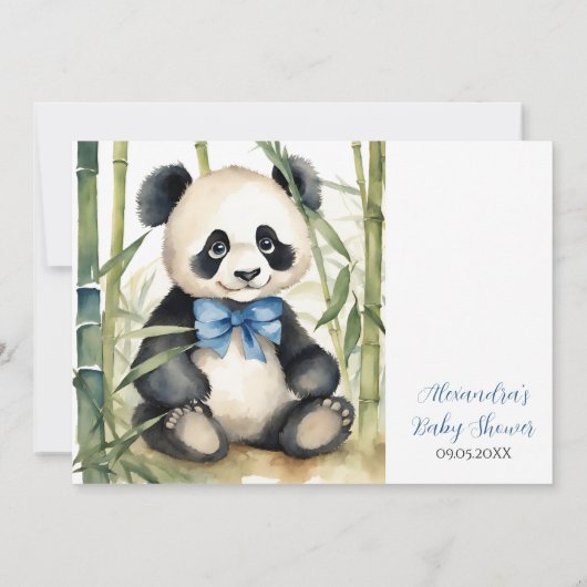 Baby Panda Boy Baby shower Uitnodiging (Achterkant)
