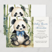 Baby Panda Boy Baby shower Uitnodiging (Voorkant / Achterkant)