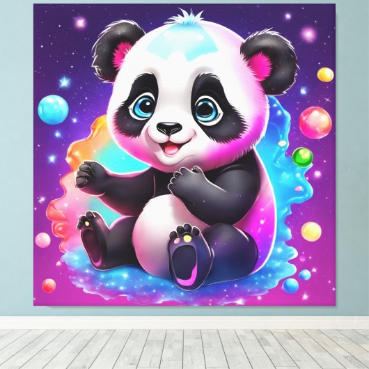 Baby Panda Canvas Afdruk (Insitu (Houten vloer))