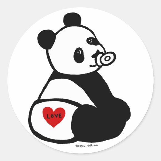 Baby Panda Cartoon Ronde Sticker (Voorkant)