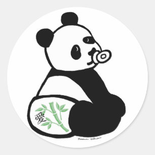 Baby Panda Cartoon Ronde Sticker