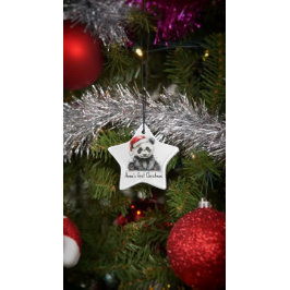 baby panda die Kerstmispet dragen, klantgericht Keramisch Ornament