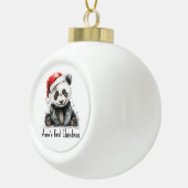 baby panda die Kerstmispet dragen, klantgericht Keramische Bal Ornament (Rechts)