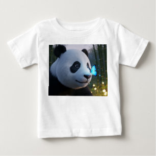 Baby Panda en gloeiende blauwe vlinder
