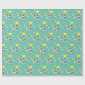 Baby Panda en Moon en Stars Cadeaupapier (Vlak)
